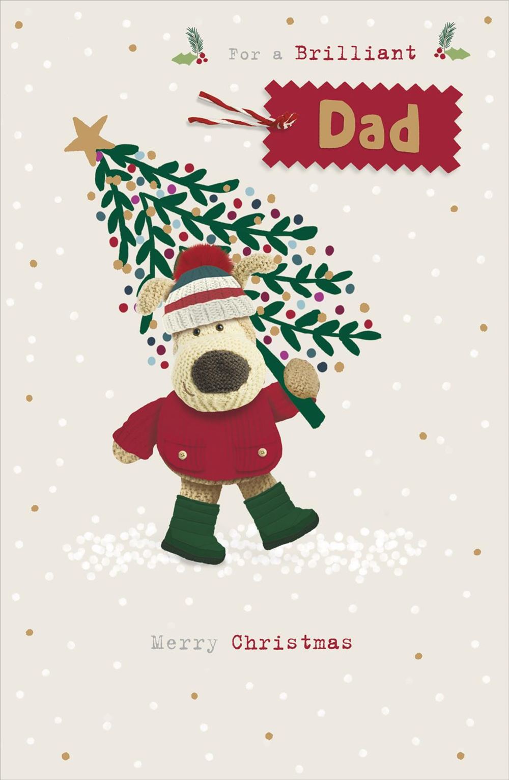 Boofle Carrying Big Xmas Tree Dad Christmas Card