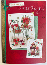 Nice Verse Colourful Glitter New Flower & Gift Christmas Card - DAUGHTER 