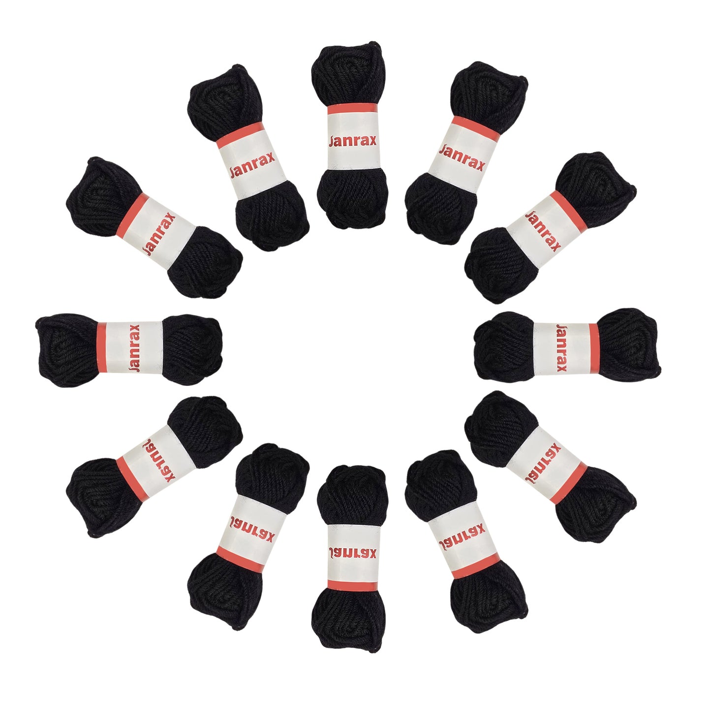Black Acrylic Yarn Roll – 10g, 4 Strand 8 Ply Knitting Wool