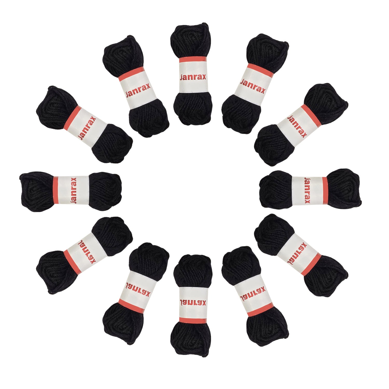 Black Acrylic Yarn Roll – 10g, 4 Strand 8 Ply Knitting Wool