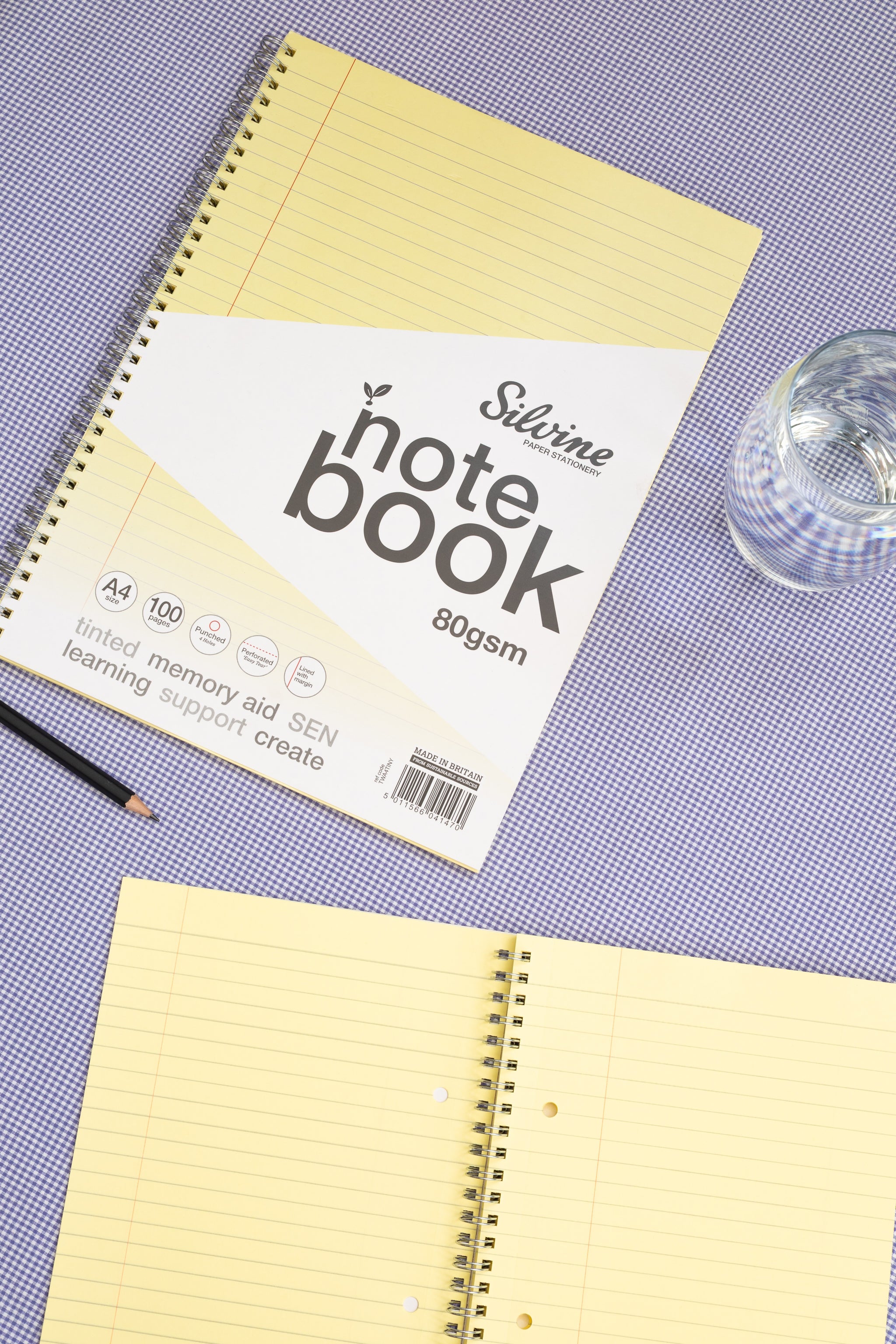 A4+ 100 Pages Twin Wire SEN Yellow Paper Dyslexia Notebook - Lined with Margin