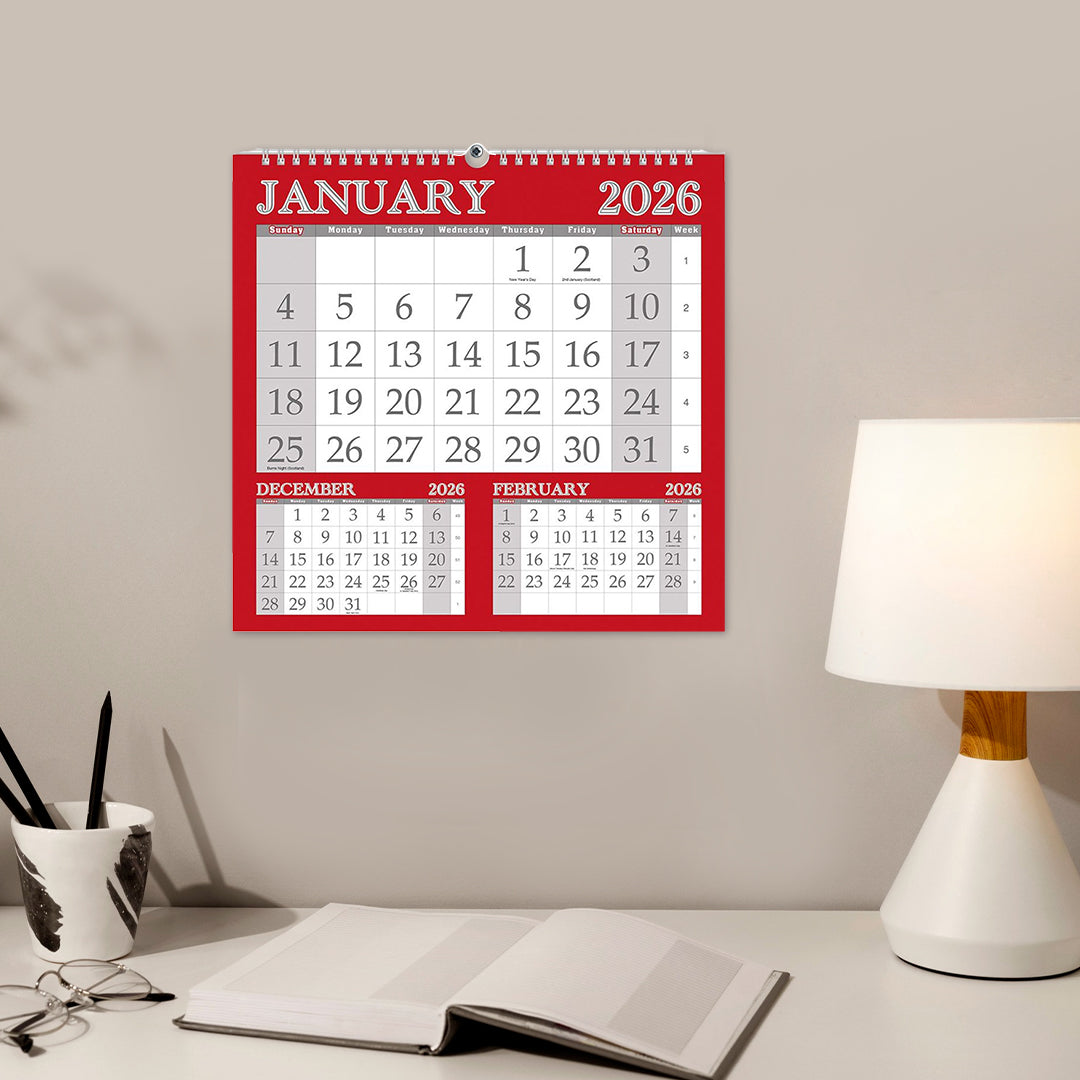 A4 Month To View Calendar 2026 – 297mm x 210mm