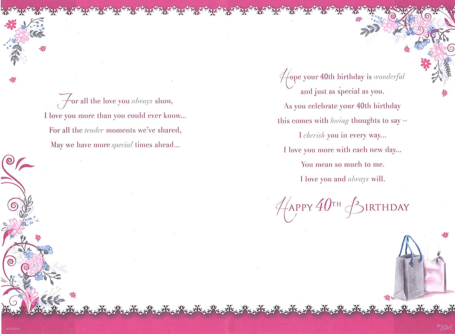For My Wife 40th Birthday Lady With Shopping Bags Design Celebrity Style Card