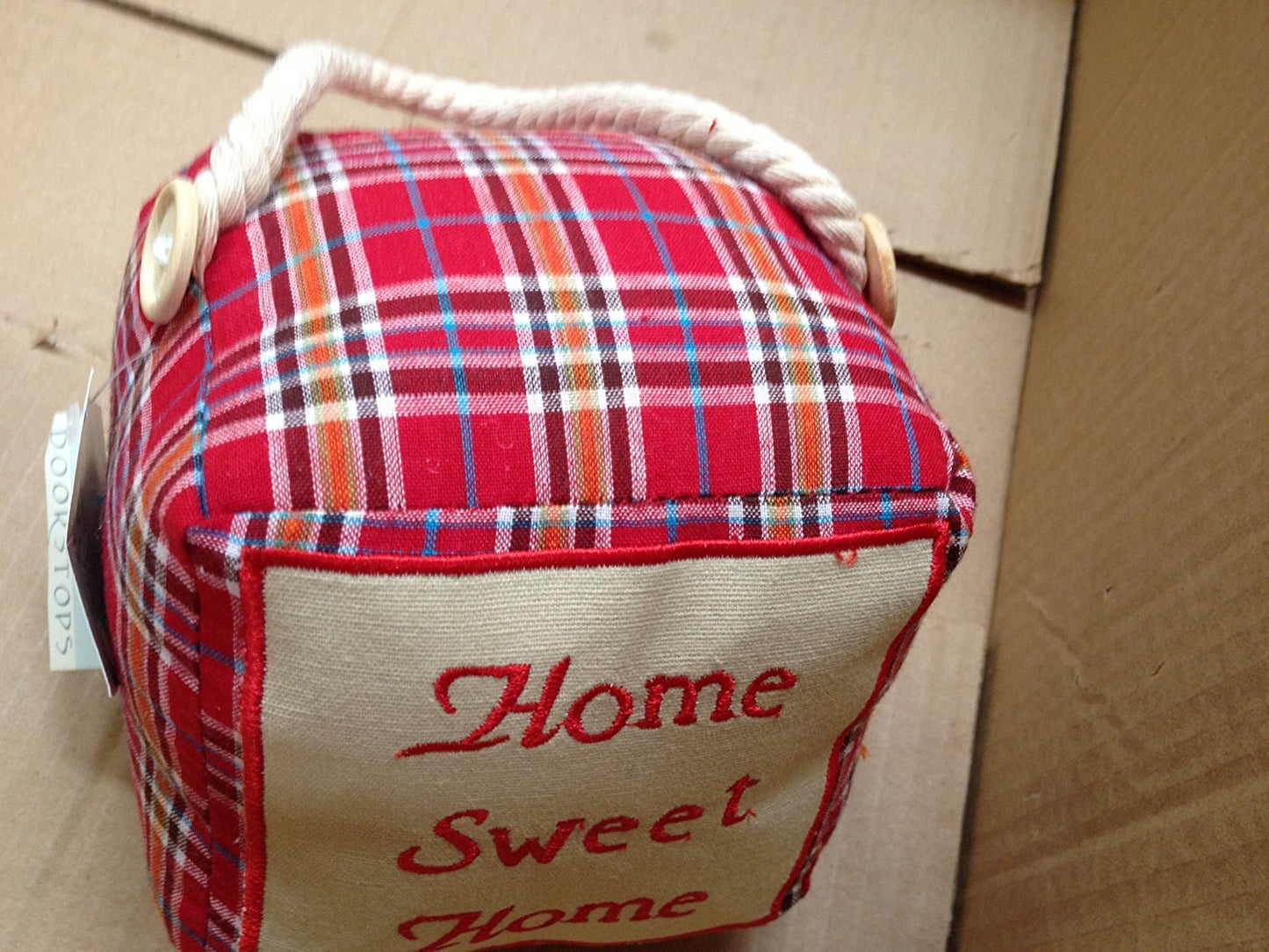 Door Stop Red Square - 'Home Sweet Home