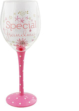 Pink and White Polka Dot Design Special Grandma Wine Glass