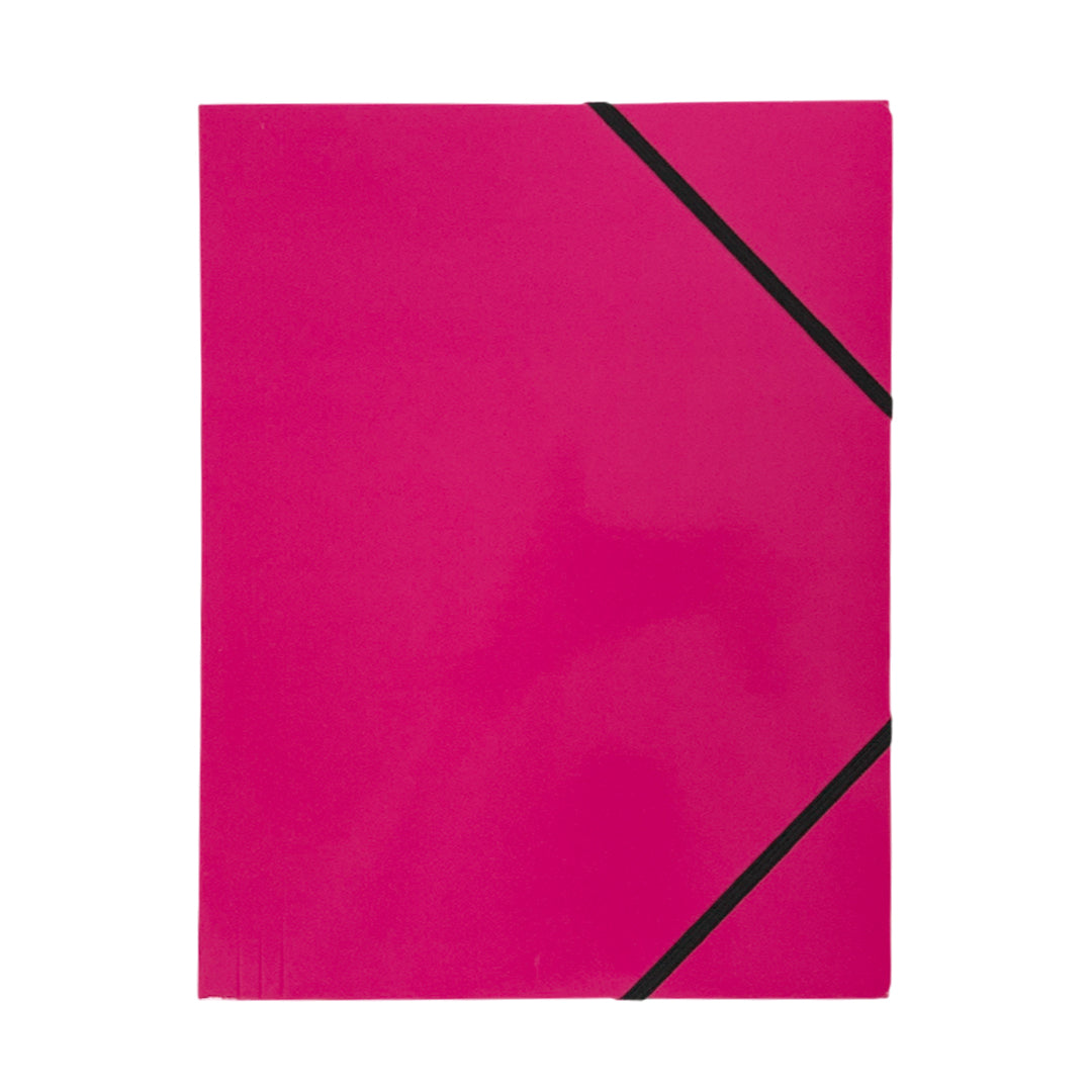 Janrax A4 Pink Laminated Card 3 Flap Folder with Elastic Closure