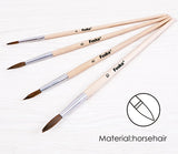 Pack of 4 Assorted Size Wooden Handle Horsehair Artist Oil Painting Brushes