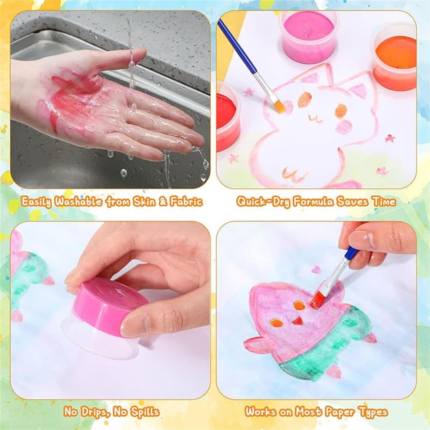 Pack of 6 Colors Spill-proof Washable Paints