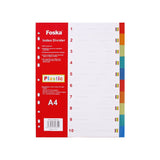 A4 Multicolour 10 Part Tab Dividers with Writable Cover for Ring Binders