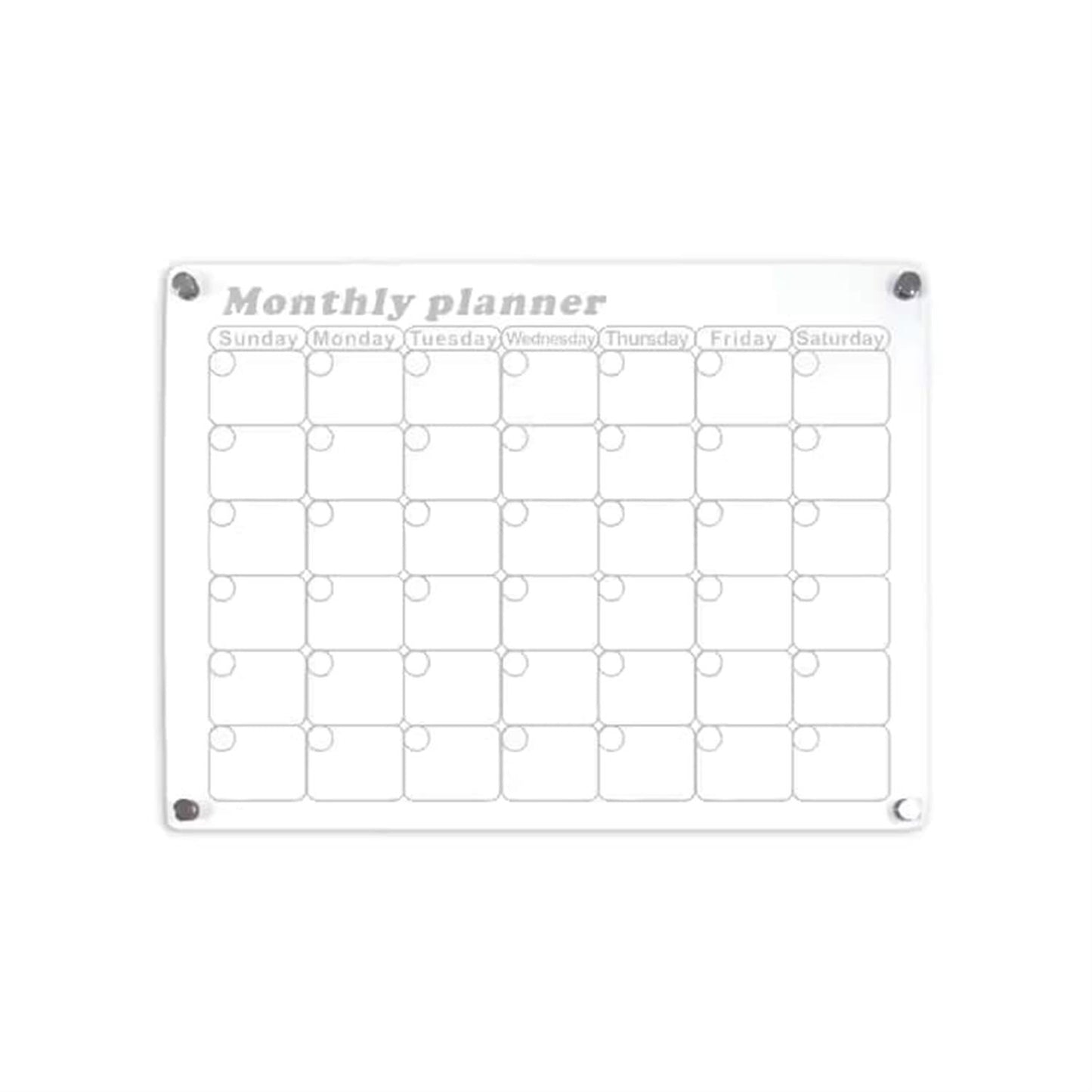 Glass Dry Erase Magnet Whiteboard Monthly Calendar Planner for Refrigerator 40×30×0.3 cm