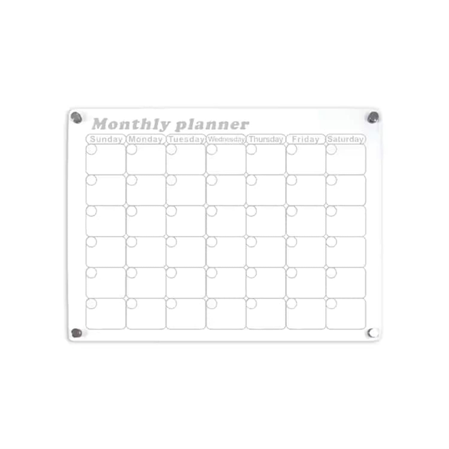 Glass Dry Erase Magnet Whiteboard Monthly Calendar Planner for Refrigerator 40×30×0.3 cm
