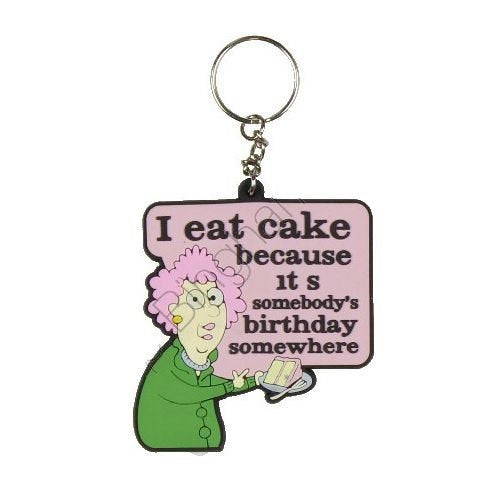 Aunty Acid Rubber Keyring I Eat Cake Christmas All Occasion Humour {DNL EBAY}