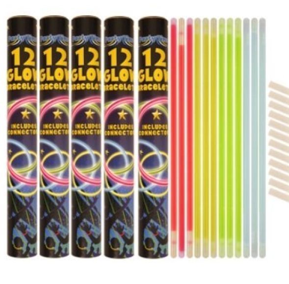 Pack of 12 Glow Bracelet in Tube 4 Assorted Colours