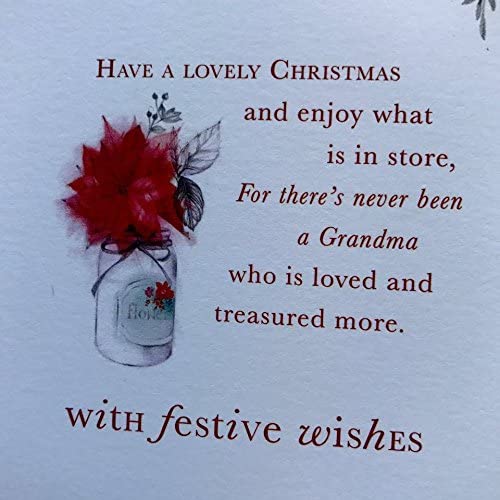 Grandma Festive Wishes Quality Christmas Flower Greeting Card 
