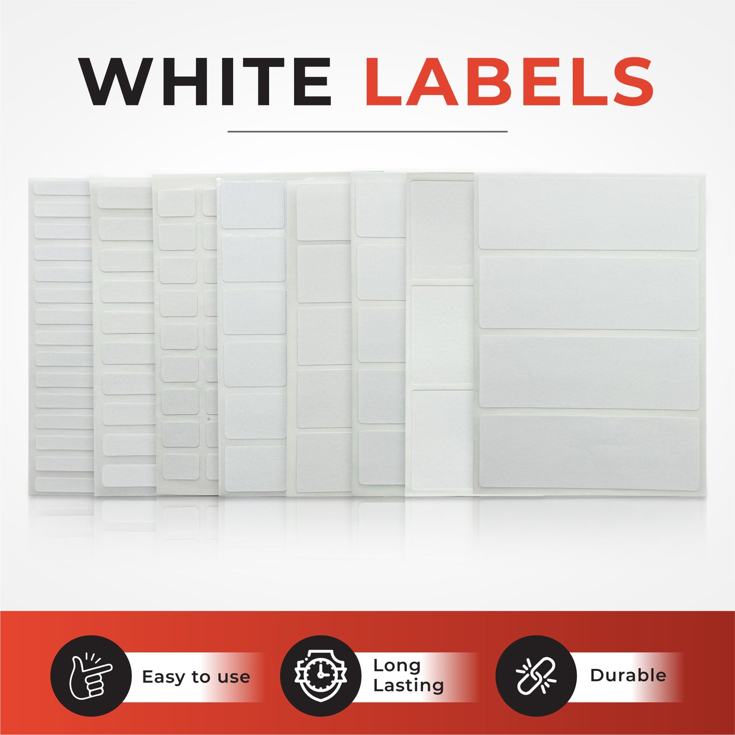 Pack of 70 White 19x38mm Rectangular Labels - Adhesive Stickers