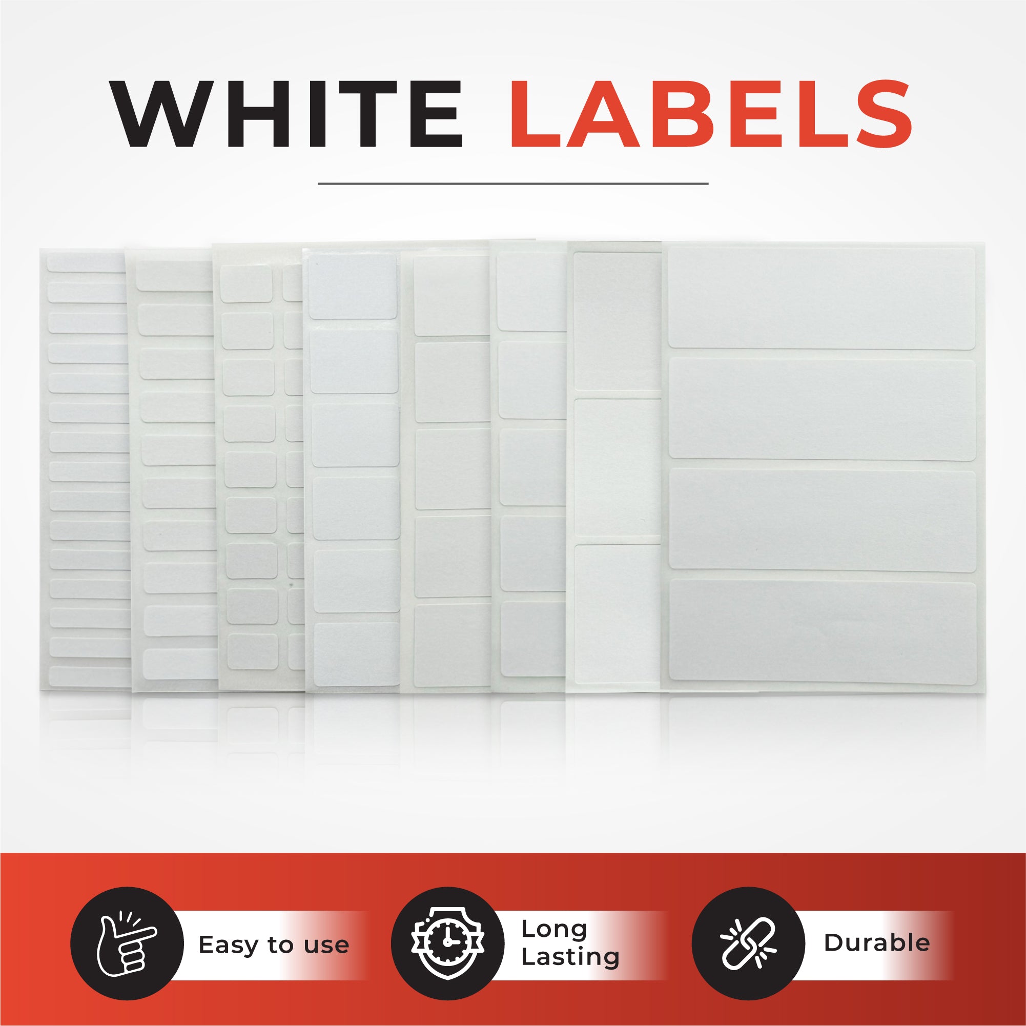 Pack of 70 White 19x38mm Rectangular Labels - Adhesive Stickers