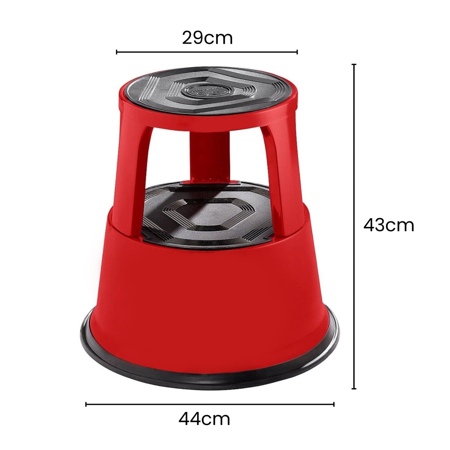 Light Grey Metal Rolling Kick Step Stool with 150kg Capacity