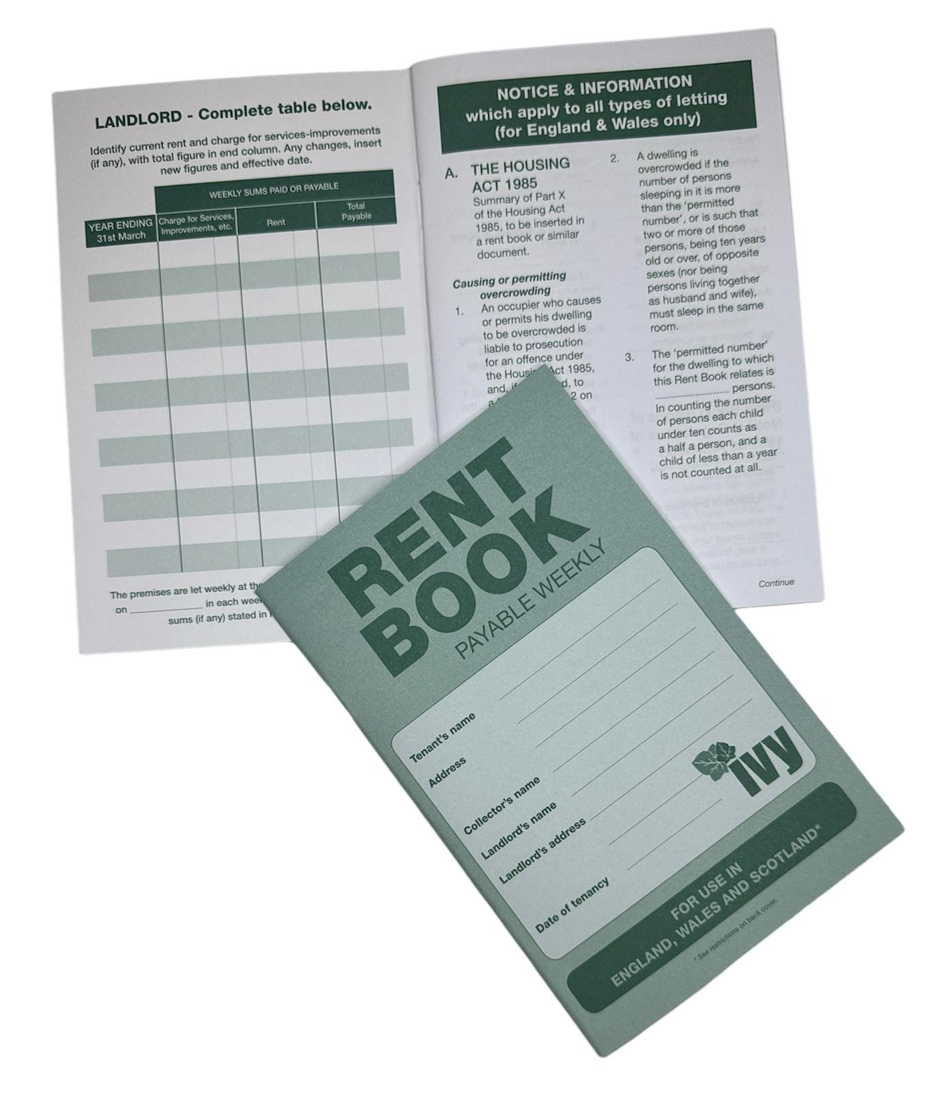 Rent Book For Use in England, Wales & Scotland