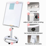 Metal Magnetic Background Rotatable Magnetic Flip Chart Pad Whiteboard 70 x 100cm