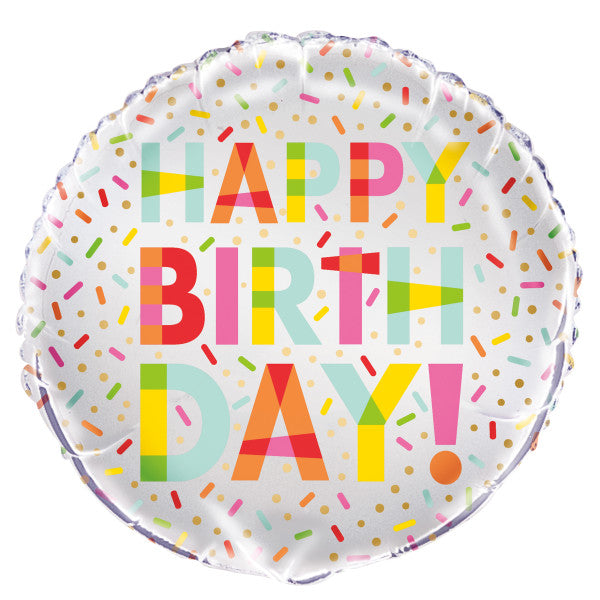 Donut Party Round Happy Birthday Foil Balloon 18"