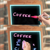 Pine Wood LED Message Board – 70×50 cm Writing Display with Tempered Glass Panel