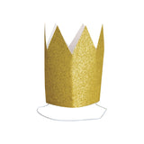 Pack of 4 Mini Gold Glitter Paper Crowns
