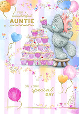 Bear Stacking Cupcakes Wonderful Auntie Birthday Card