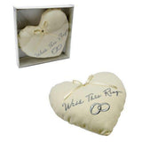 Beautiful Cream Heart Design Amore Wedding Ring Cushion Pillow - With This Ring