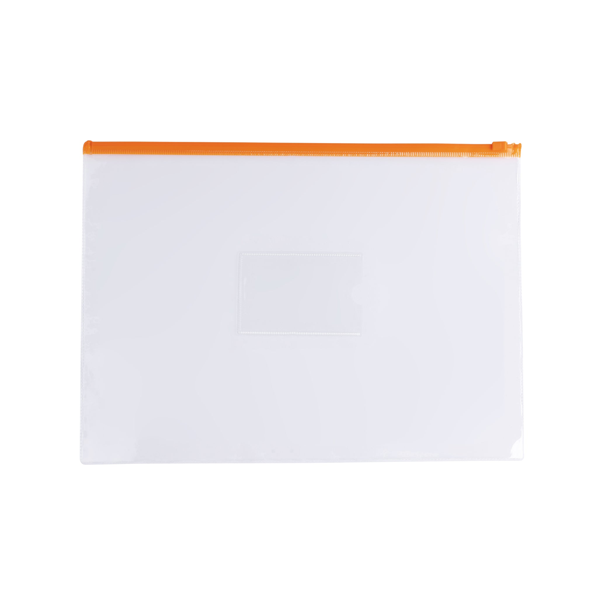 Pack of 12 A6 Clear Zippy Bags with Orange Zip