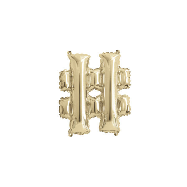 Gold Letter # Shaped Foil Balloon 14" - Hastag