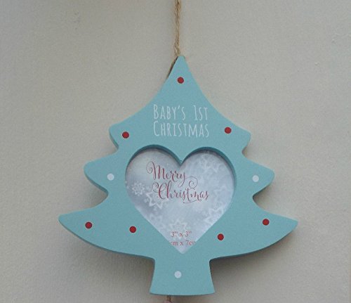 Baby's 1st Christmas Photo Frame Silver Sparkle Light Up Wall Plaque