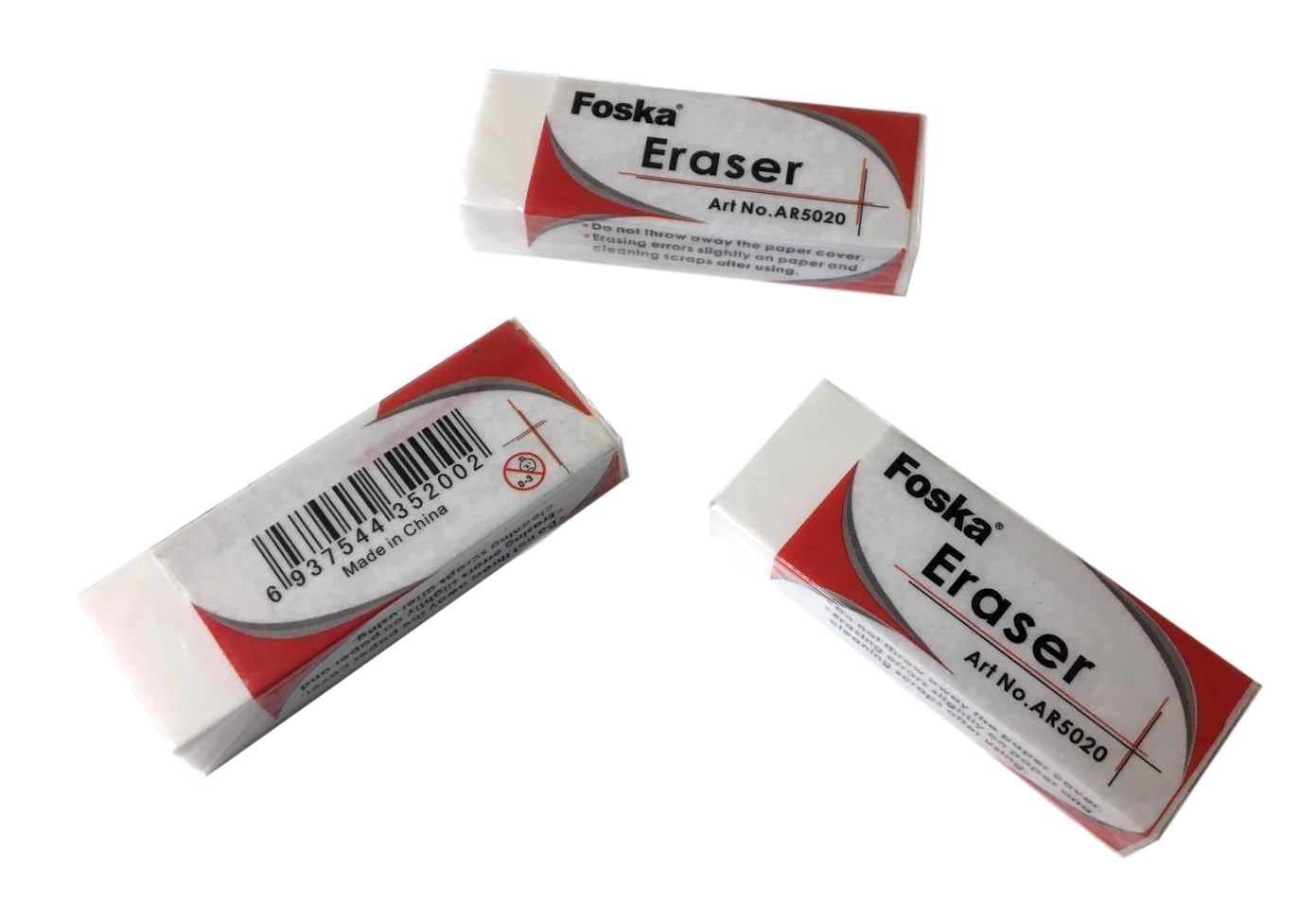 Pack of 20 White Erasers send Janrax PVC
