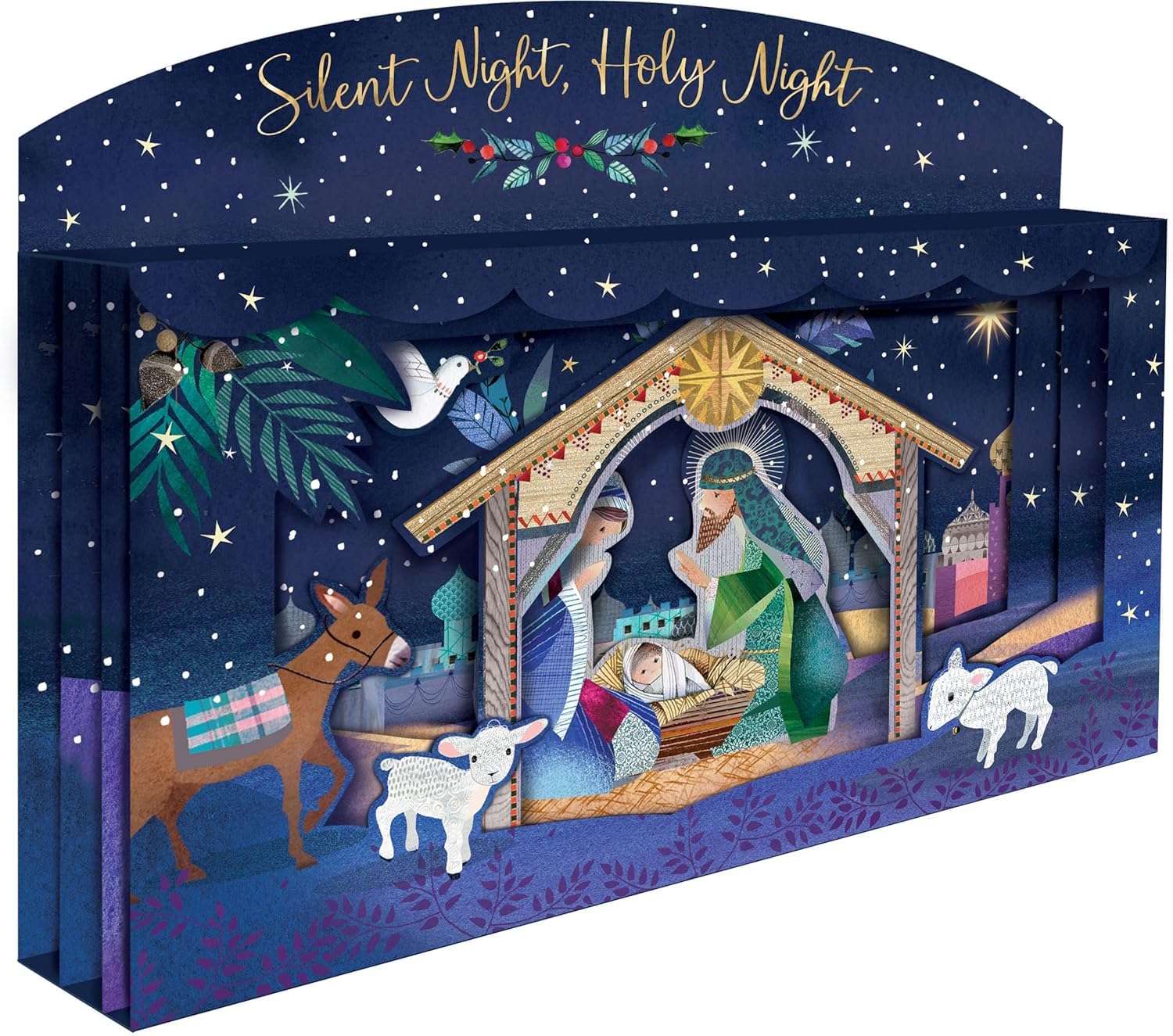 Silent Night Spectacular 3D Nativity Scene Freestanding Christmas Card {DC}