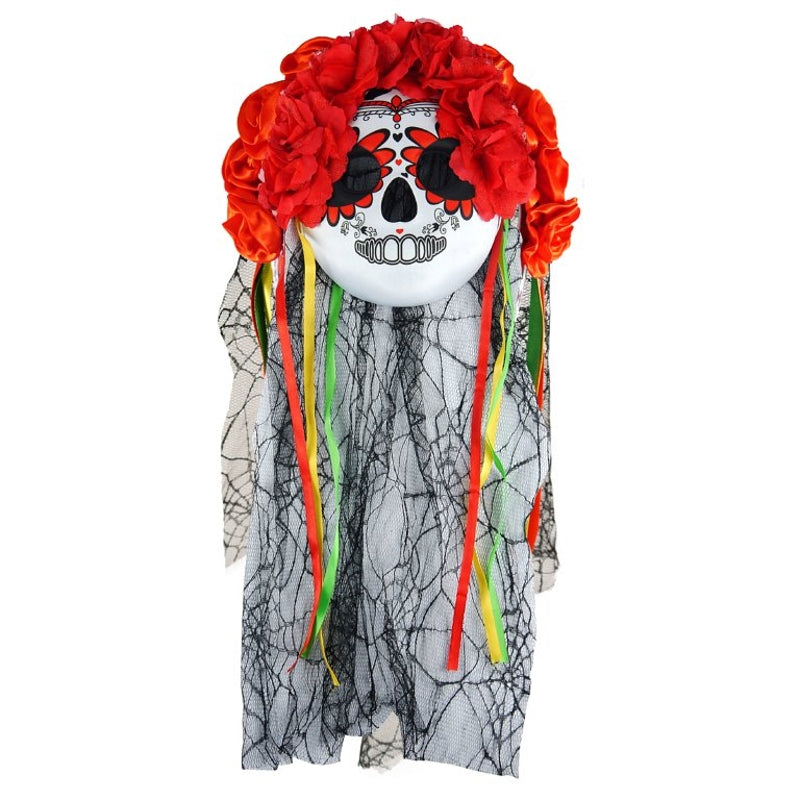 Day of the Dead Mask with Veil and Flowers {DC}