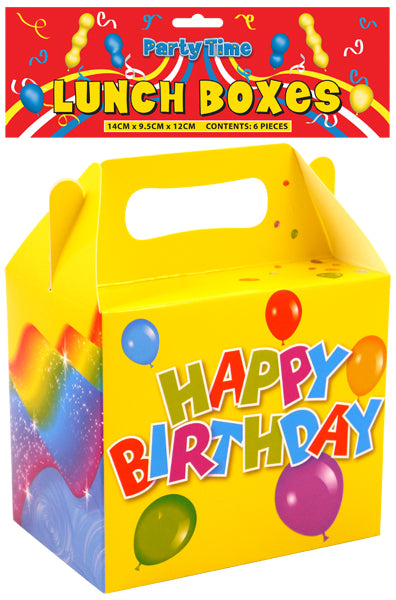 Pack of 6 Happy Birthday Lunch Meal Boxes Party Bags {DC}