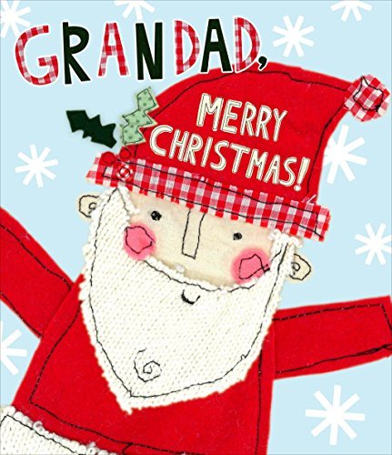 Grandad Merry Christmas Cute Santa Big Kisses Greeting Card {DC}