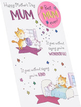 Cat Design Best Mum Mother's Day Card Includes Pin Badge
