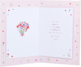 Mam Birthday Card Boofle Holding a Single Flower 