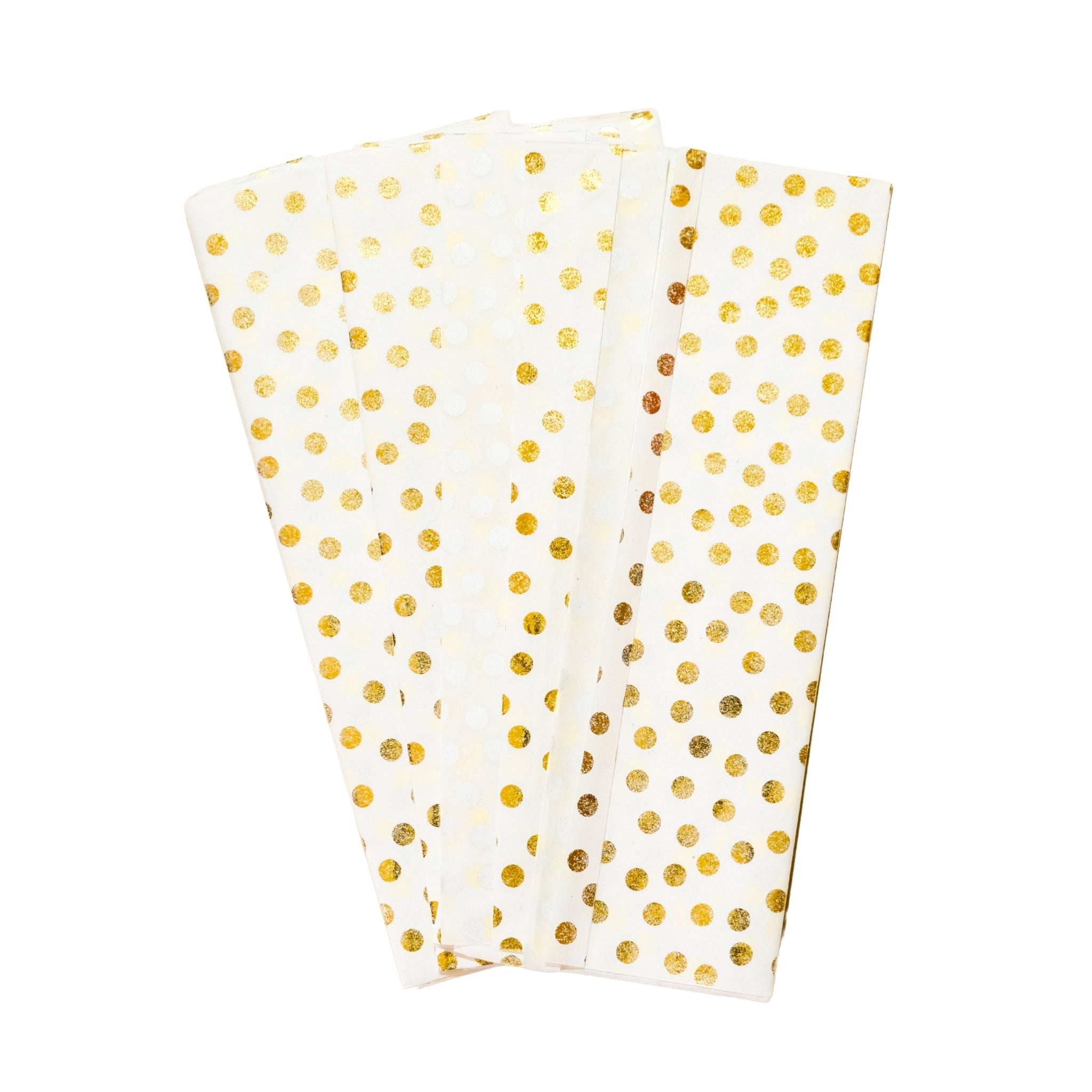 Pack of 10 Polka Dots Luxury Gold Metallic Plastic-Free 18gsm Tissue Paper Sheets 50x70cm