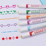 Pack of 6 Double Headed Linear Curved Highlighters