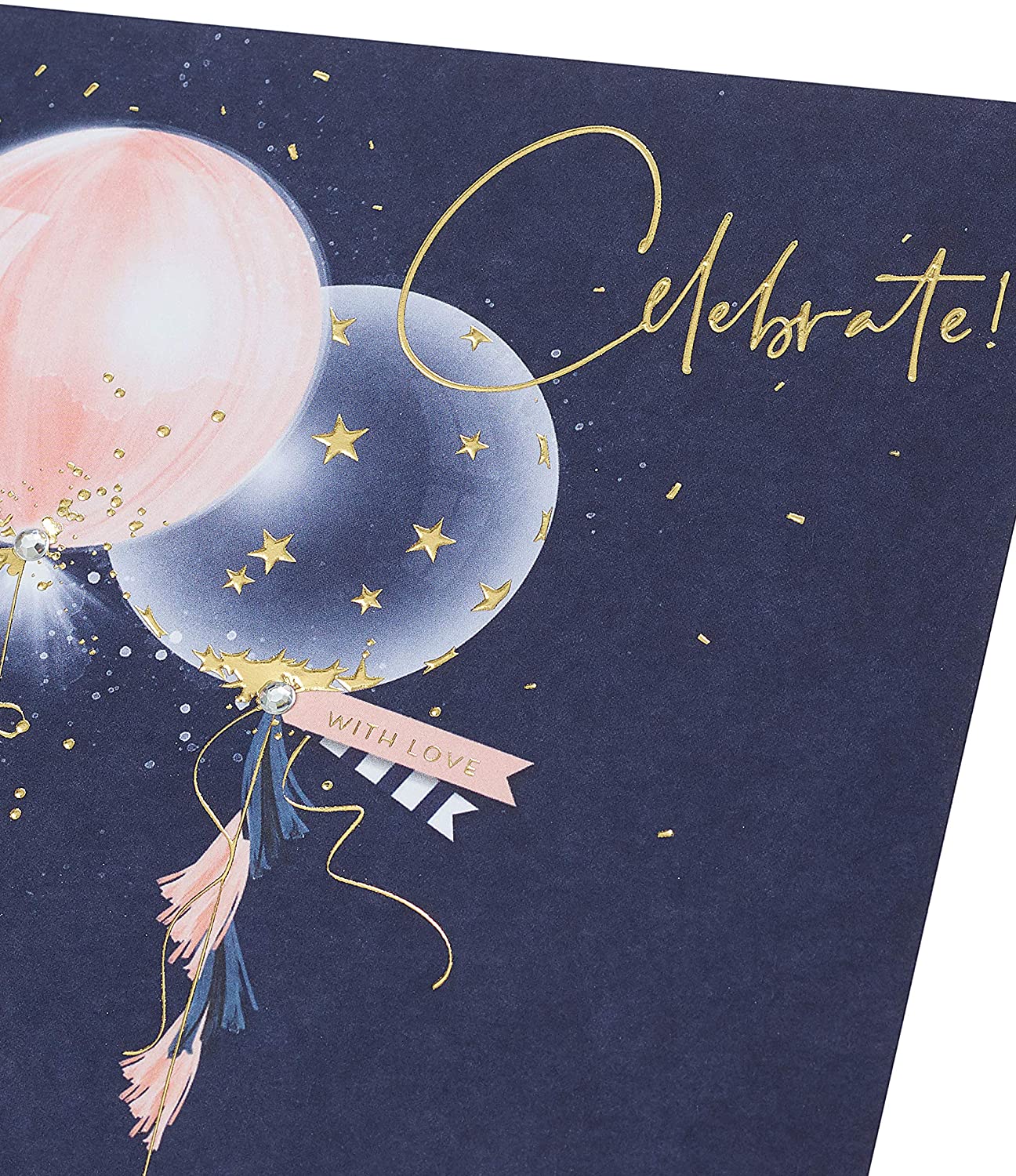 Celebrate Metallic Gold Foil Finished Balloons Greeting Card