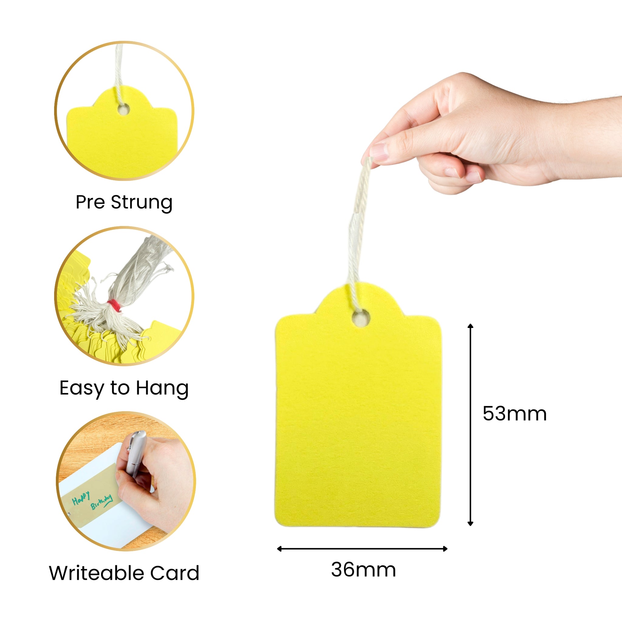 Pack of 100 Large Buff Strung Tags 36 x 53mm