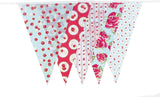 C1008 Red and Baby Blue Shabby Chic Vintage Print Bunting 10m with 20 Pennants