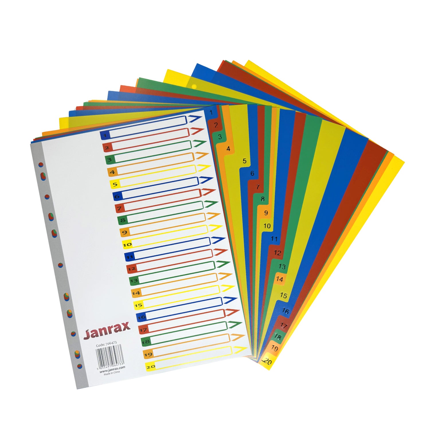 A4 20 Part Polypropylene Dividers with Reinforced Index Cover