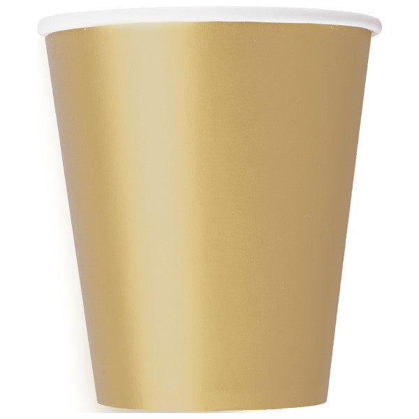 Pack of 14 Christmas Gold Solid 9oz Paper Cups