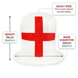 England St. George’s Cross Top Hat - White Red Cross Fancy Dress Party Accessory for Football Sports Events Celebrations Costume