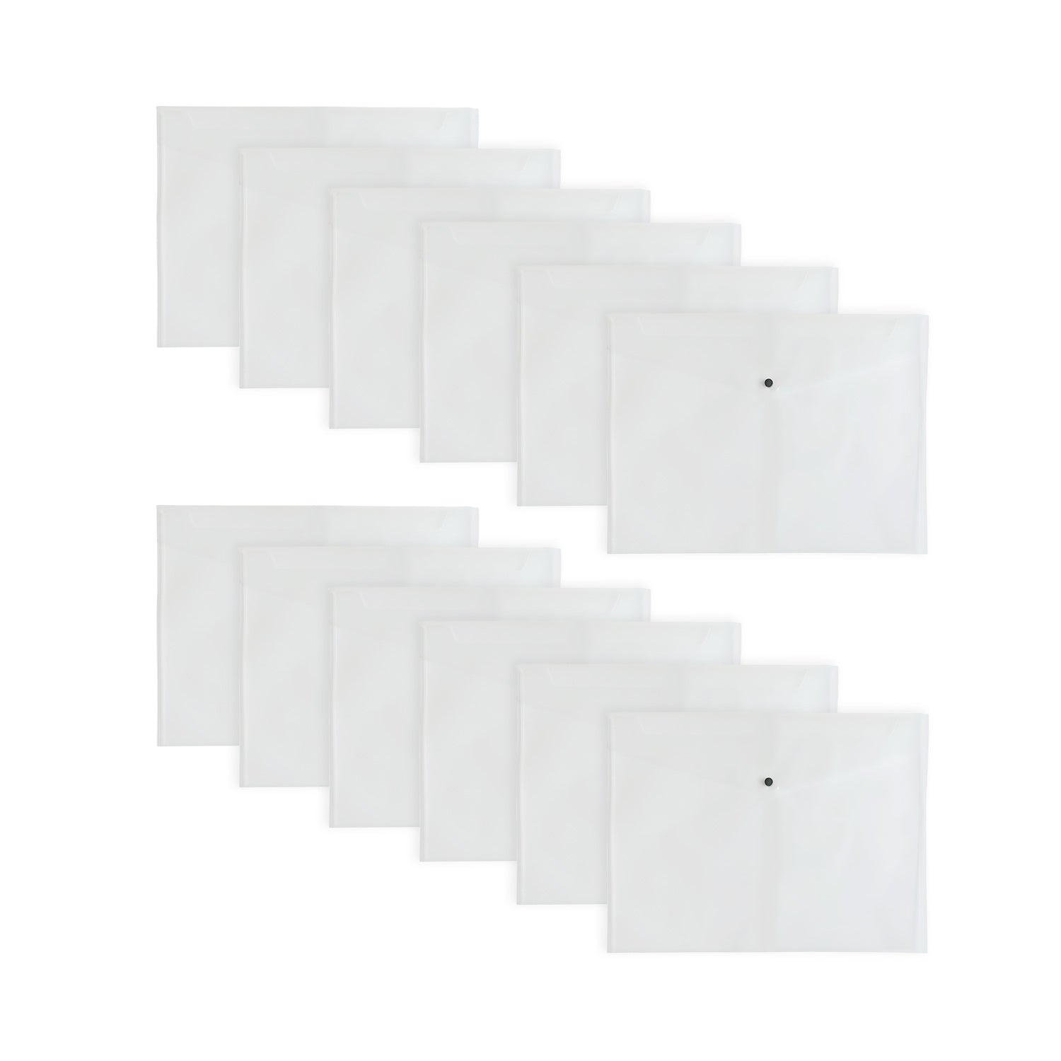 Pack of 12 Janrax A3 Clear Document Wallets - Button Stud Folder