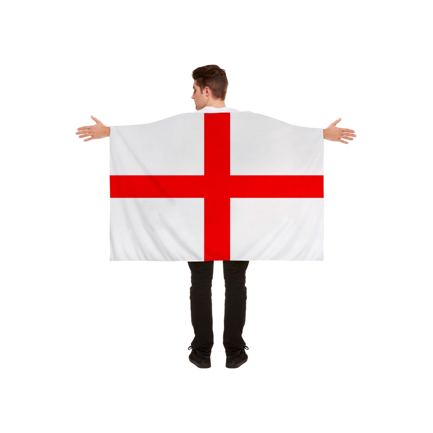 England St George’s Cross Flag Cape (5ft x 3ft) Red White Wearable Flag Fancy Dress Sporting Events Football Rugby Cricket Accessory