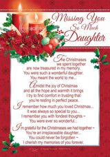 Missing You So Much Daughter Christmas Graveside Keepsake Card