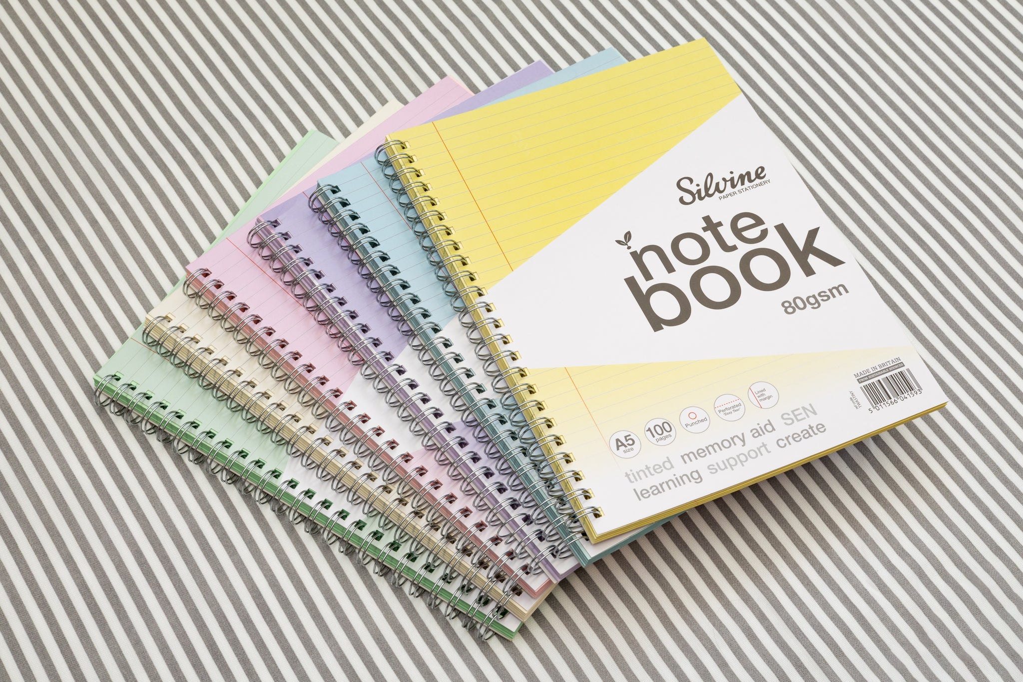 A5+ 100 Pages Twin Wire SEN Blue Paper Dyslexia Notebook - Lined with Margin